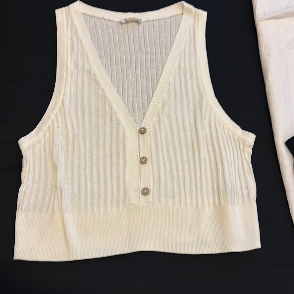 Free People white Ribbed Crop Top